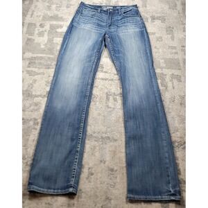 BKE Buckle TYLER Men's Blue Straight Leg Stretch Logo Denim Jeans Sz 32x35